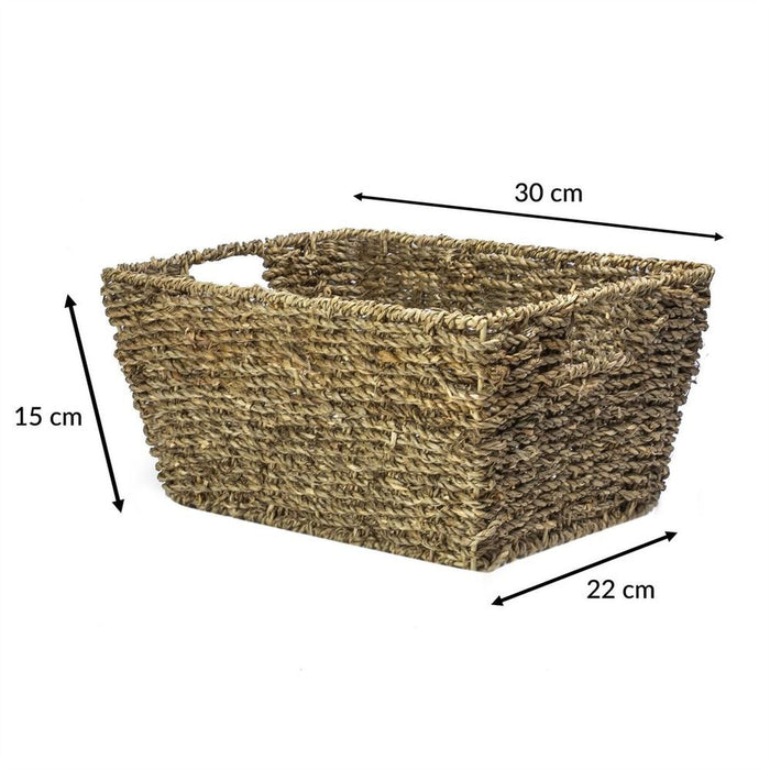 Organic Seagrass Storage Basket - Set of 2 | High-Quality, Stylish and Functional Home Organization Solution