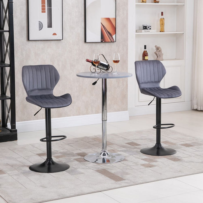 Premium Grey Velvet Swivel Chairs: Adjustable, Footrest, Set of 2 - High Quality Guaranteed!