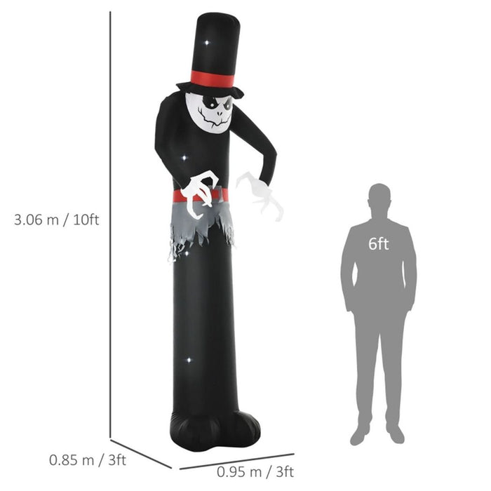 Halloween Decoration Inflatable Skinny Ghost in a Tall Hat is Casting a Spell