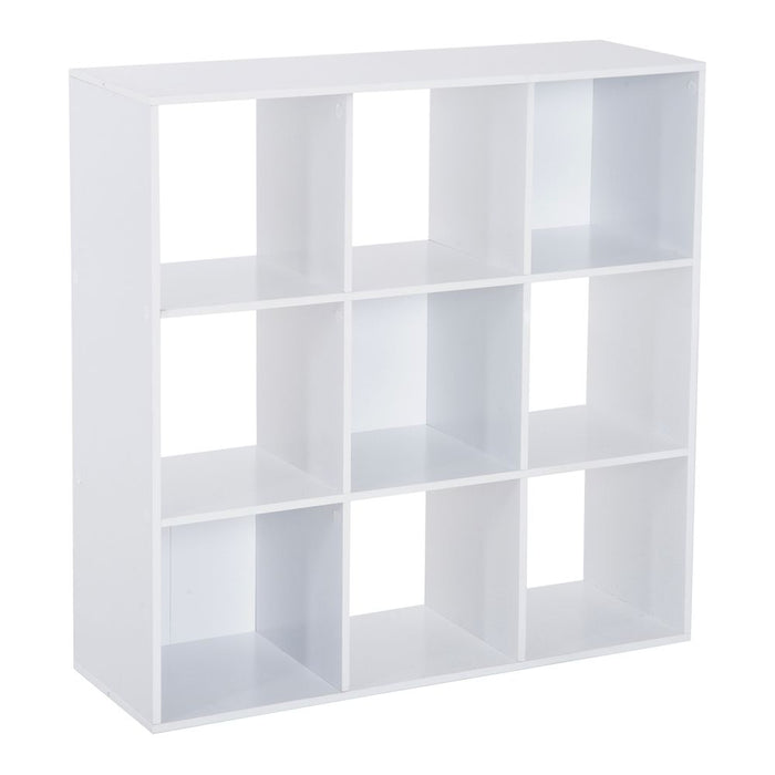 HOMCOM 3-tier 9 Cubes Storage Unit Particle Board Cabinet Bookcase Organiser Home Office Shelves White