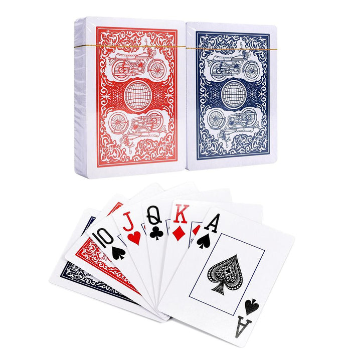 Vinsani Traditional Motorbike Poker Casino Plastic Coated Playing Cards Decks (2 / 4  / 6 / 12)