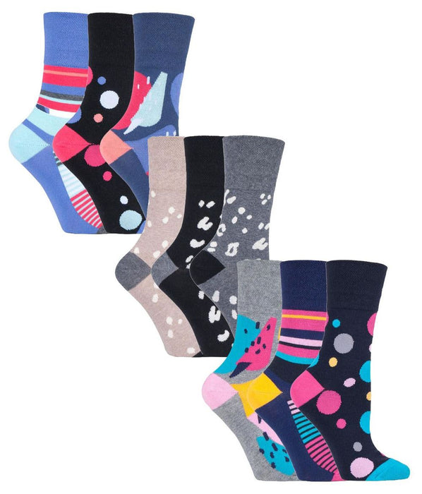 Gentle Grip - Ladies 9 Pack Patterned Socks