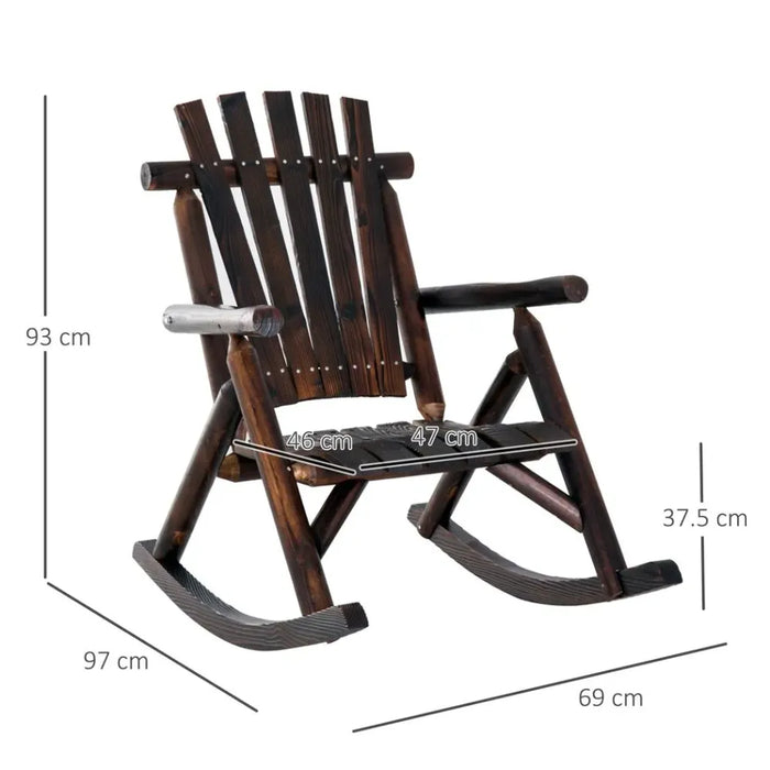 Rustic Adirondack Rocking Chair - Durable Fir Wood - Outdoor Patio Furniture - Porch Rocker - Full Body Comfort