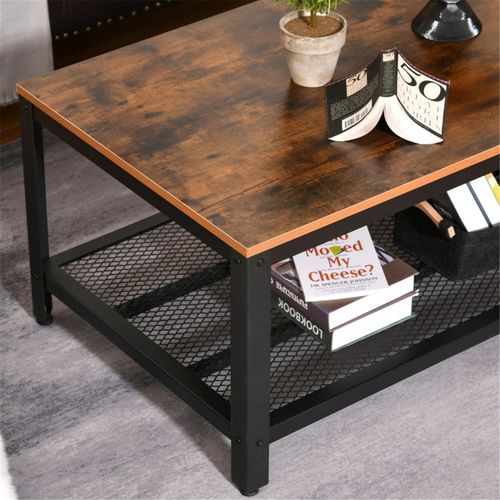 Coffee Table 2 Tier for living room, Bedroom or Entryway Retro Wood Grain 106L x 60W x 45Hcm