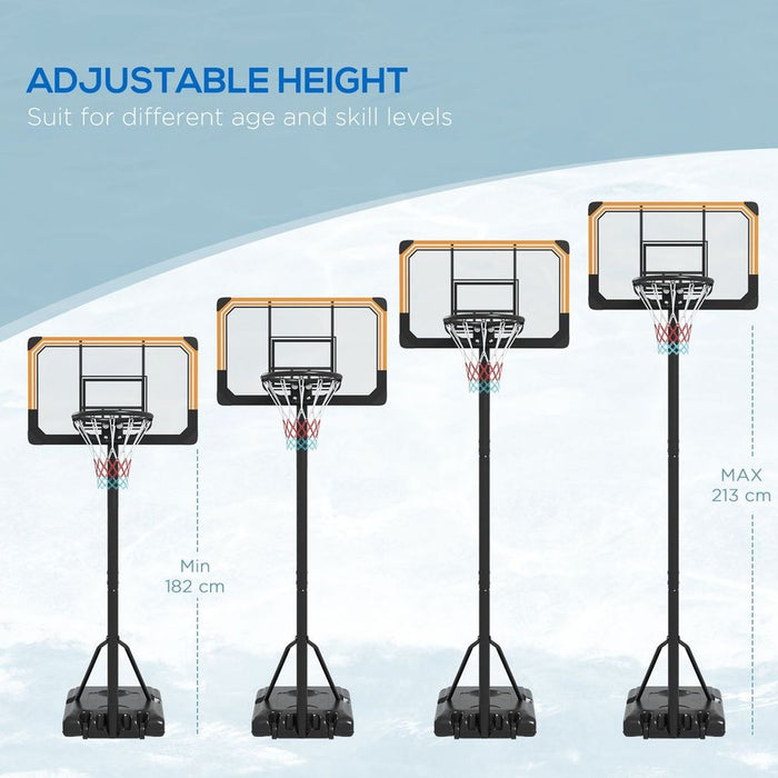 SPORTNOW Basketball Backboard Hoop Set | Portable, Adjustable & Durable | With Wheels | 182-213cm | Black