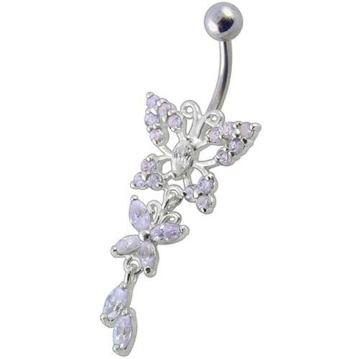 Fancy Jeweled Butterfly Dangling Navel Ring