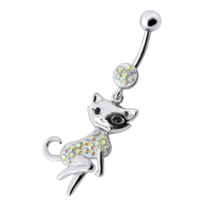 Dancing Cat Dangling Belly Ring