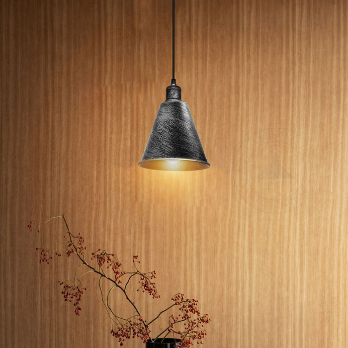 Modern Cone Pendant Light - Silver Lampshade - High-Quality Fixture