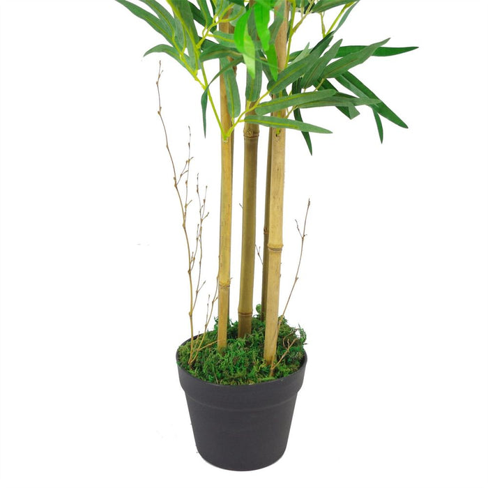 150cm (5ft) Natural Look Artificial Bamboo Plants Trees - XL with Silver Metal Planter