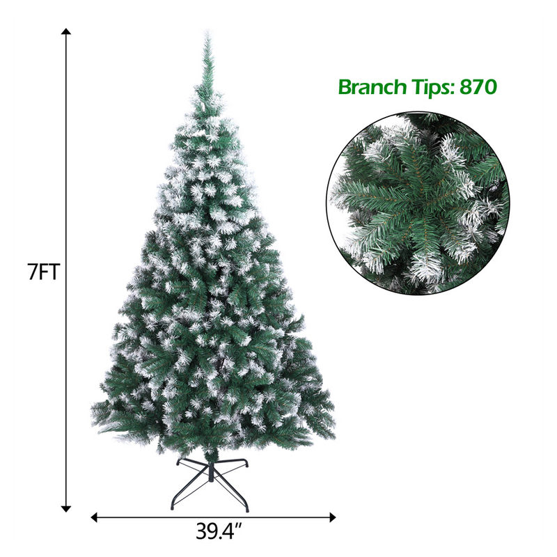 7FT Spray White PVC Christmas Tree 870 Branches Artificial