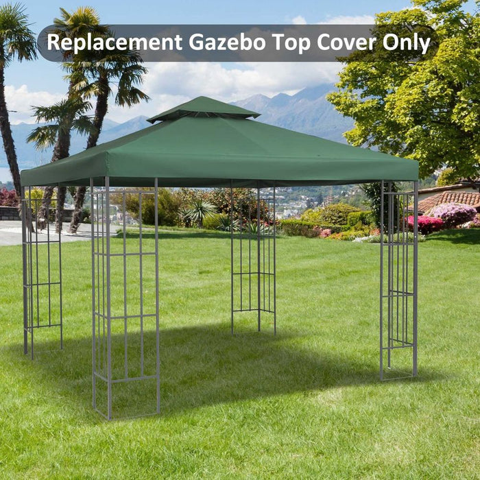 Garden Gazebo Canopy | 3x3m Replacement Roof | Dark Green | High-Quality Polyester | Outsunny