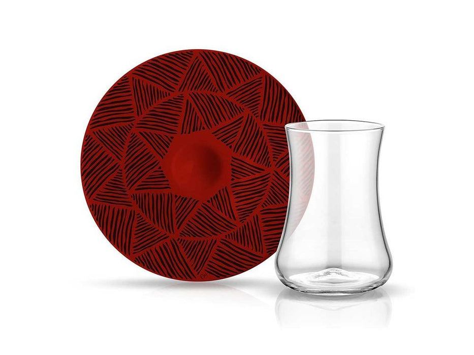 Dervish ZDA Horus Tea Glass and Saucer - Red