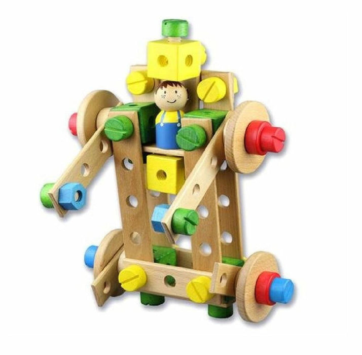 Lelin Wooden Building Toy - Boost Imaginative and Creative Skills in Kids - 92 Piece Construction Kit