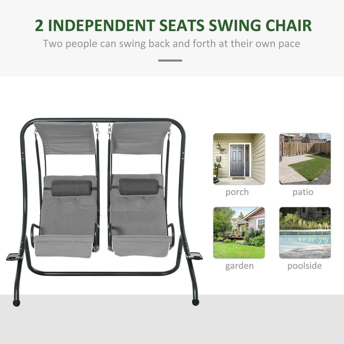 Canopy Swing Modern Outdoor Relax Chairs w/ 2 Separate Chairs, Grey