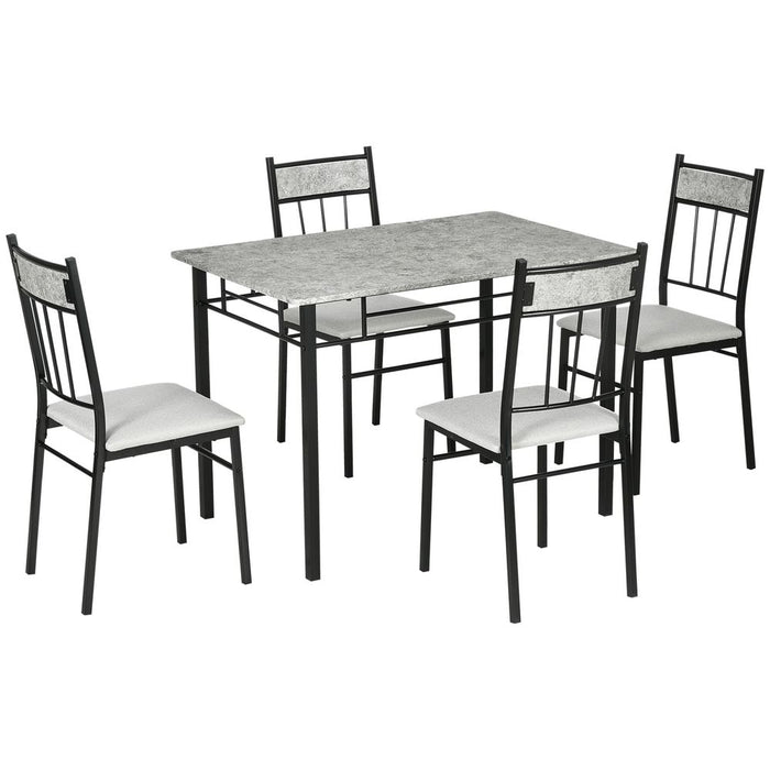 HOMCOM 5 Pieces Dining Room Sets, Kitchen Table and Chairs Set 4 with Marble Top