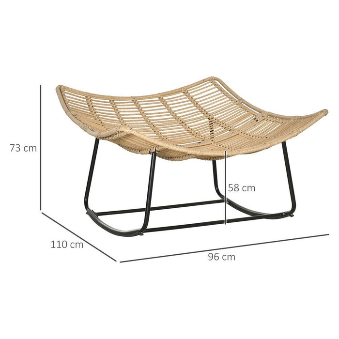 Outsunny Rattan Rocking Chair, Natural Wood-Fi..