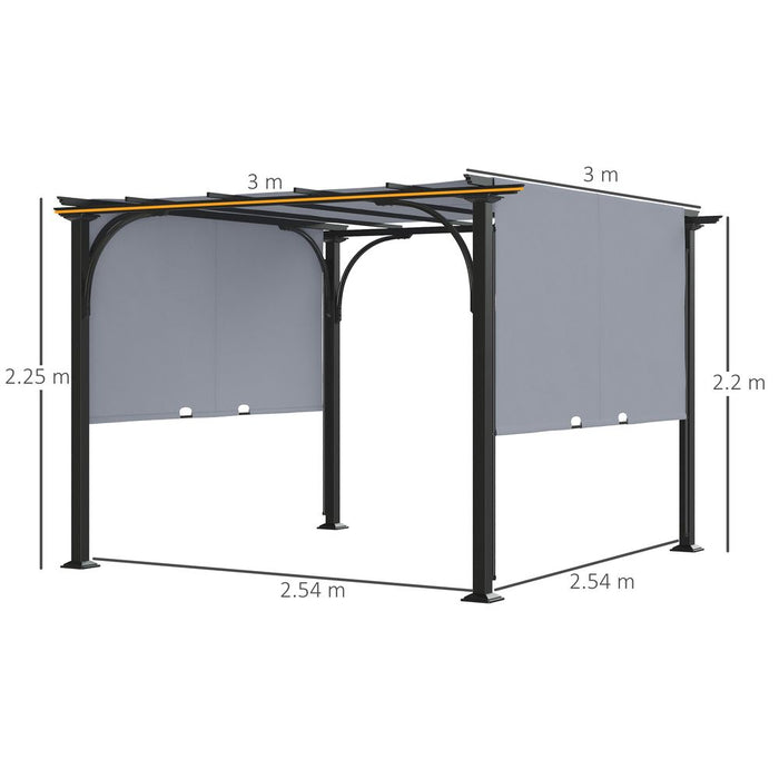 Outsunny Retractable Pergola - Premium Sun Shade for Garden, Patio, and Outdoor Living - Durable Metal Construction