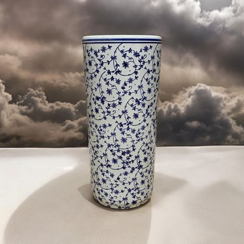 18" ROUND BLUE & WHITE UMBRELLA STAND