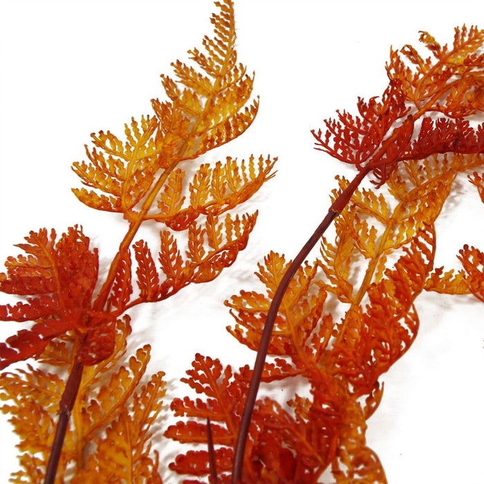 Premium 100cm Artificial Hanging Fern - Autumn Orange | Leaf Design UK