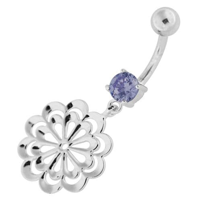 Fancy Single Stone Jeweled Dangling Belly Ring