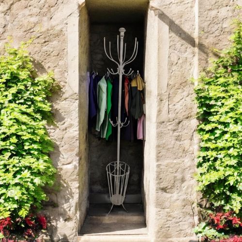 175CM CREAM METAL COAT STAND/ UMBRELLA HOL