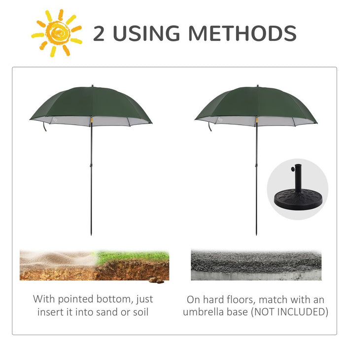 2m Beach Parasol Fishing Umbrella Brolly Shelter with Bag, UV30+