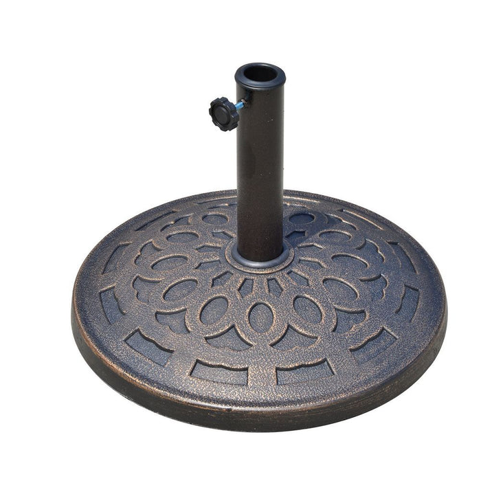 Outsunny 14kg Round Garden Parasol Base Holder Decorative Resin Market Umbrella Stand with Adjustable Coupler, Bronze