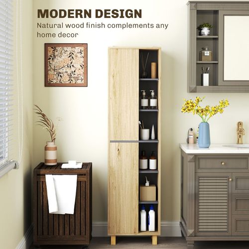HOMCOM Bathroom Storage Unit with 6 Open Compartments and 6 Shelves