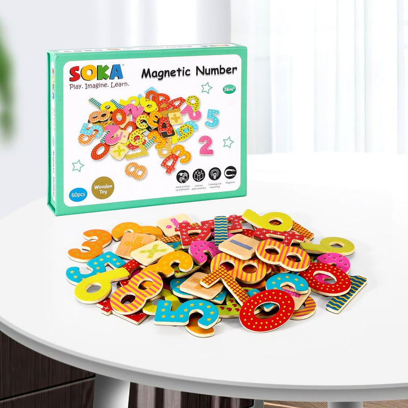 SOKA Magnetic Numbers (60 pcs): Fun, Colorful, Educational Toy!