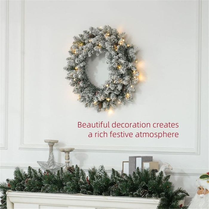 Christmas Wreath Green Warm White with 50 warm white LED lights