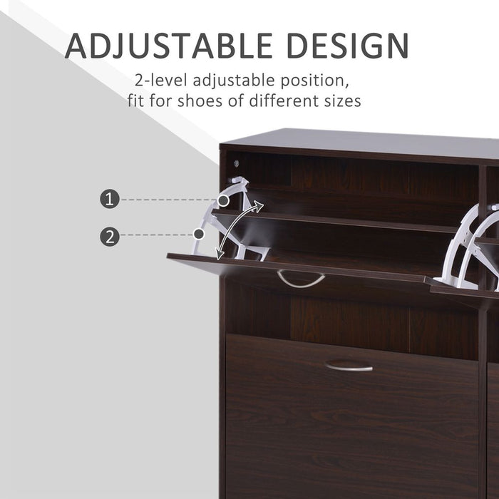 4 Drawer Shoes Cabinet Pull Down Shelf Storage Organiser Dark Brown