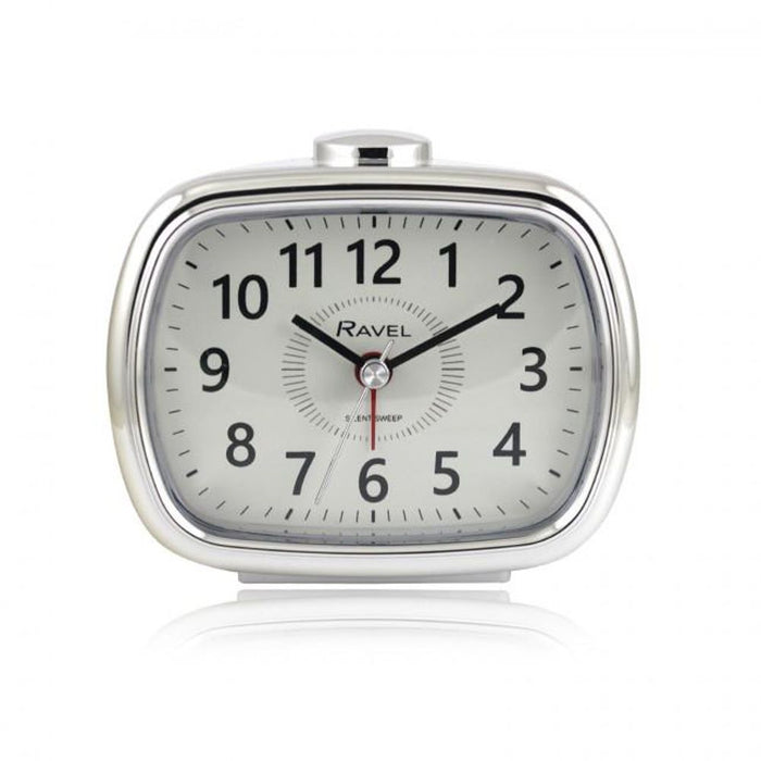 Premium White/Silver Quartz Alarm Clock - Easy-to-Read Numbers - Beep Alarm - Various Colors