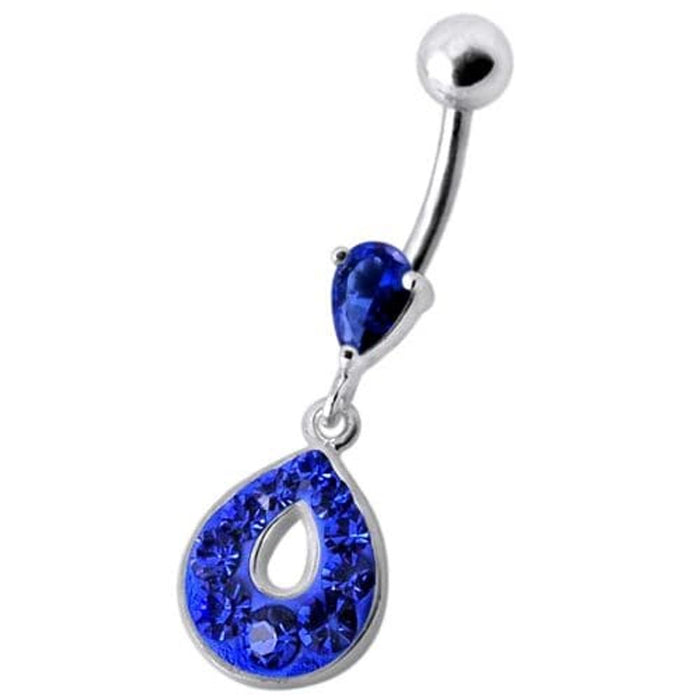 Fancy  Jeweled Pear Shape Dangling Navel Ring