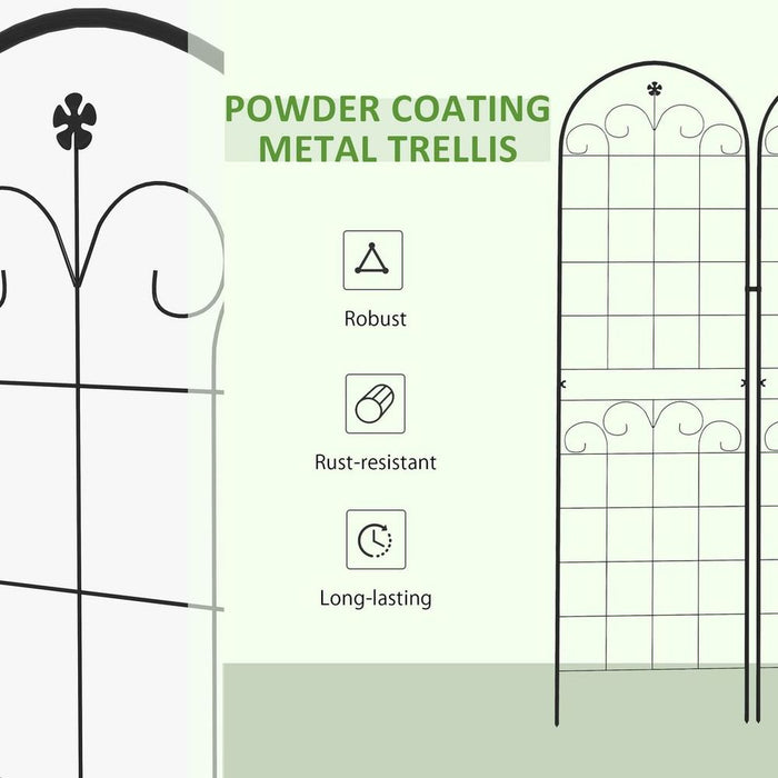 Outsunny Set of 2 Metal Trellis for Climbing Plants, Floral Design