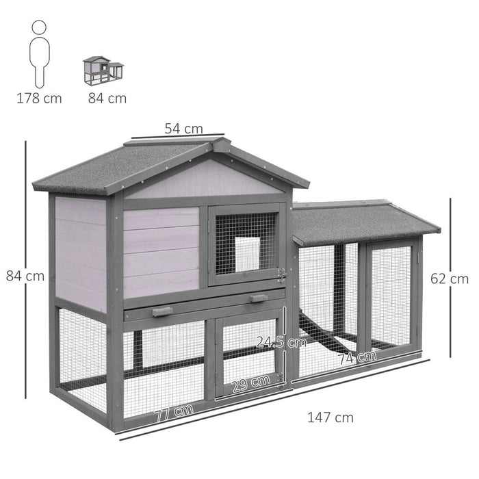 Premium 5ft Wooden Rabbit Hutch with Run - Best Quality Outdoor Pet House for Guinea Pigs - 2 Tiers, Professional Seller