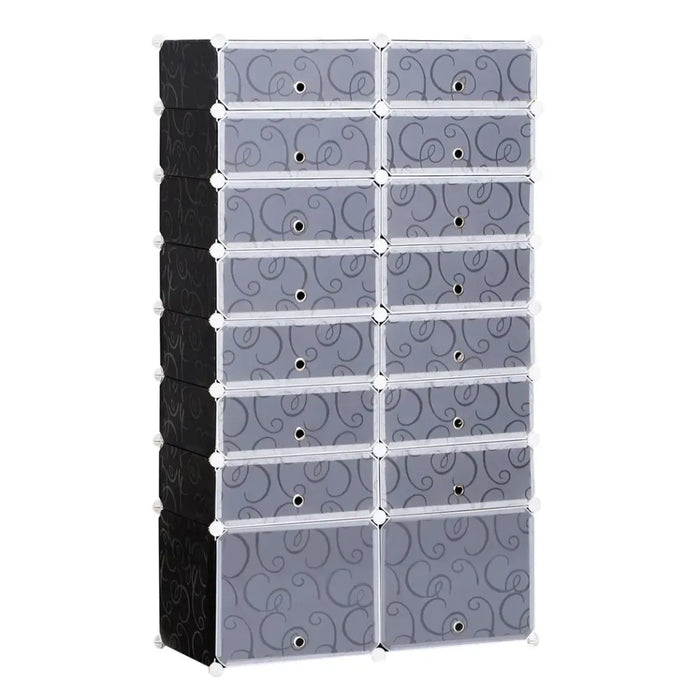 Large 16-Cube DIY Shoes Rack Portable Interlocking Plastic Cabinet Bedroom