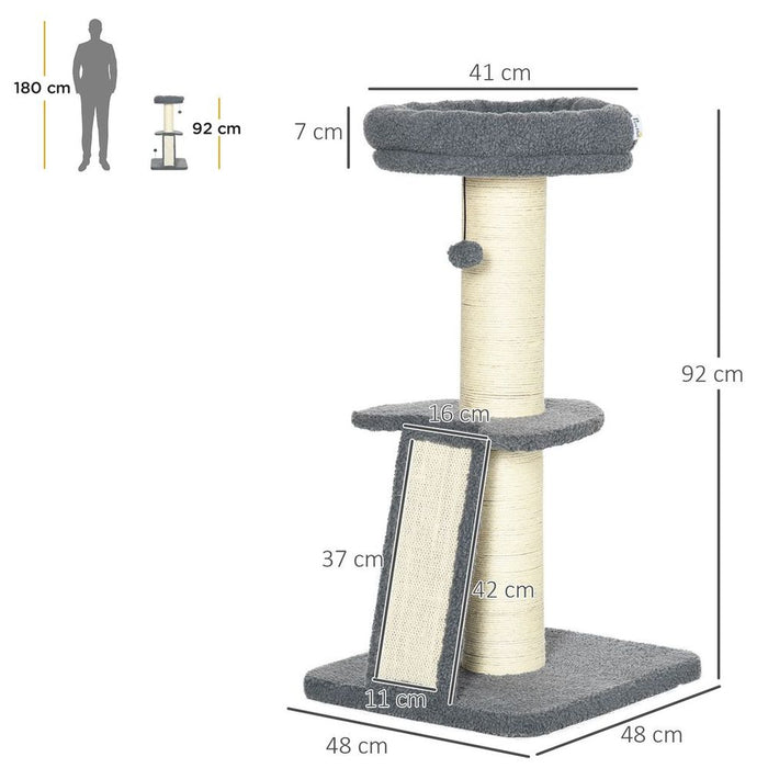 Ultimate Indoor Cat Tree Tower: Scratching Posts, Pad, Toy Ball, Dark Grey