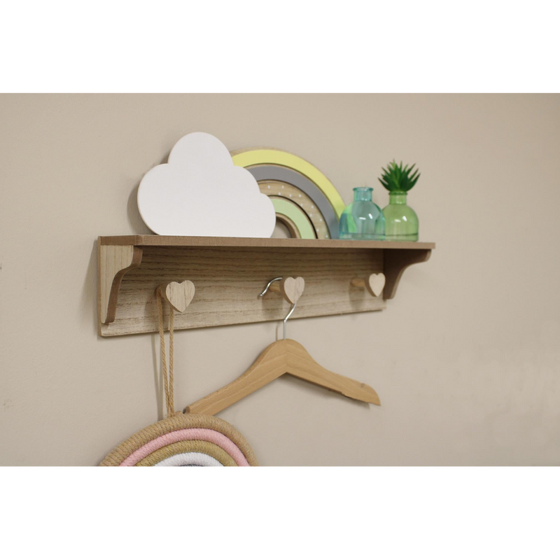 Rainbow and Cloud Shelf with Hooks