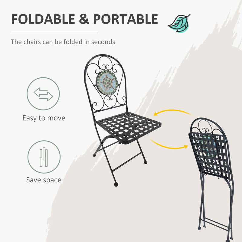 Premium 3pc Bistro Set: Folding Chairs, Patio Furniture, Outdoor - High Quality!