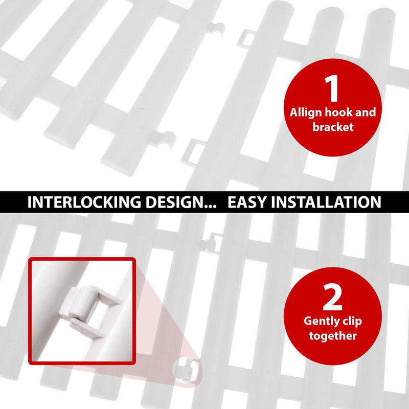 ASAB White Fence Garden Edging AS-07798 - Easy Install, Durable Plastic Panels - Ideal for Gardens, Yards, and More!