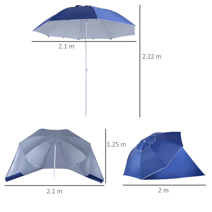 Premium UV Protection Beach Umbrella: 2-in-1 Sun Shelter; Steel Blue; High Quality Guaranteed!