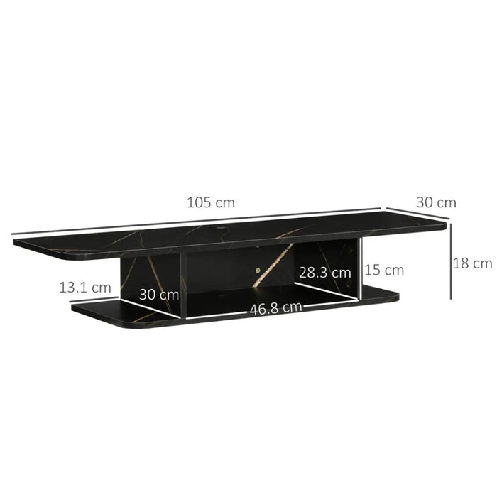 Modern Floating TV Unit Stand Wall Mount Media Console with Storage Shelf, Black" (80 characters)