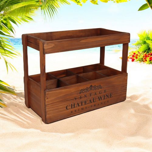 47CM WOODEN 8 BOTTLE WINE HOLDER