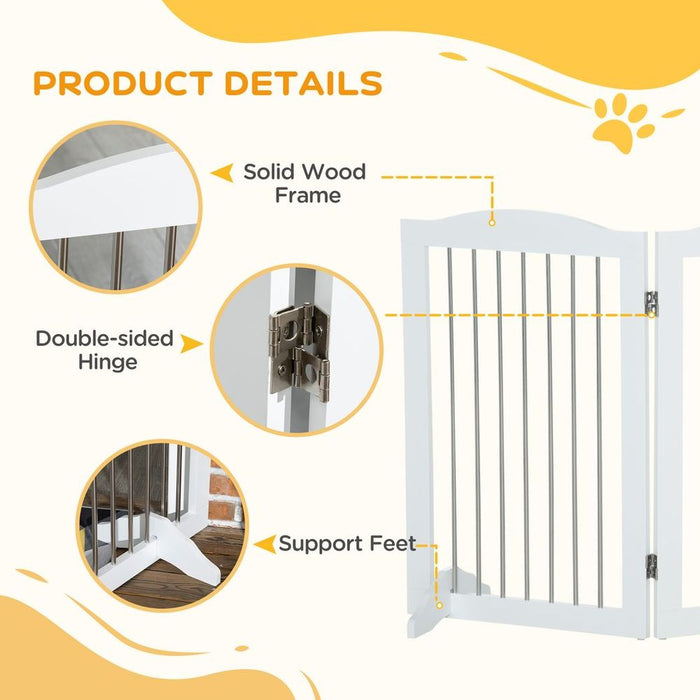 Premium Quality, Foldable Dog Gate - Ideal for Doorways, Stairs, Halls - White