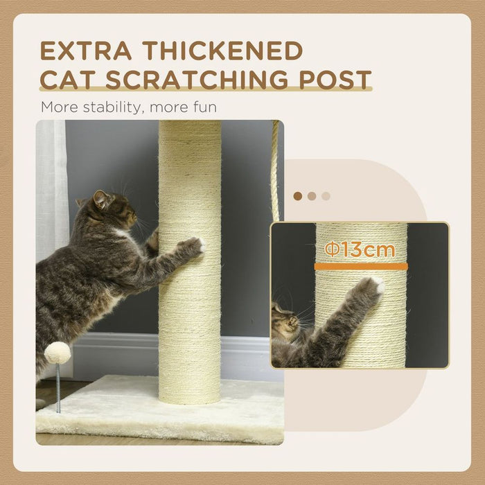 Premium Indoor Cat Tree - Sisal Scratching Post, Spacious Kitten Bed - Cream