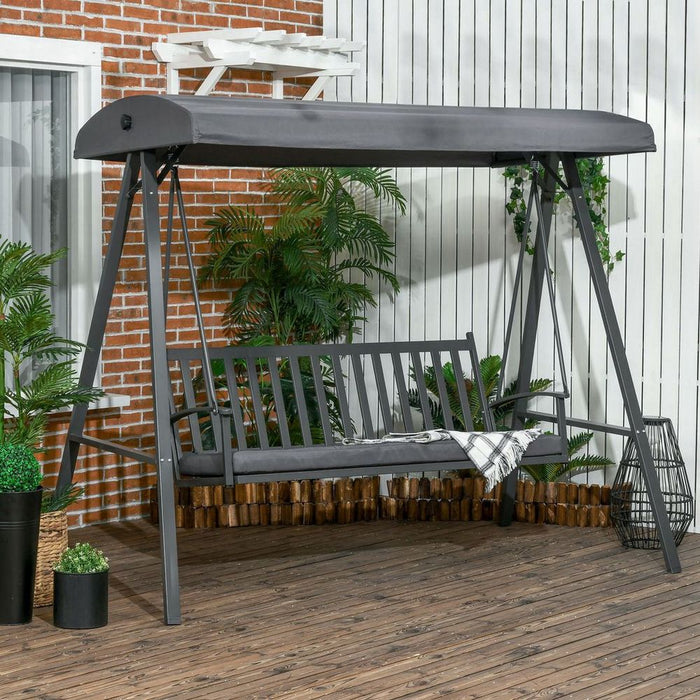 Premium 3-Seat Outdoor Canopy Swing Chair - Comfortable & Stylish Garden Glider with Removable Cushion