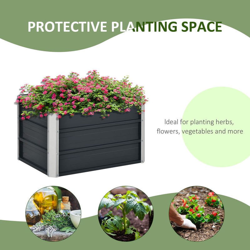 Raised Garden Bed & Planter Box Set, Gray - High Quality & Easy Assembly. Includes Gloves.