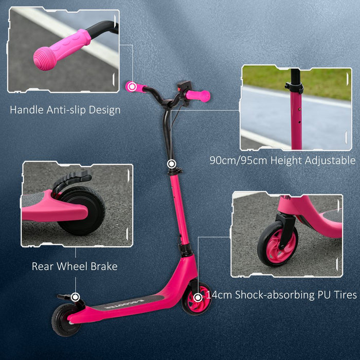 120W Electric Scooter w/ Battery Level Display, Rear Brake - Pink HOMCOM