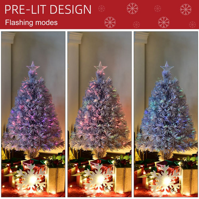 2.5FT Prelit Artificial Tabletop Christmas Tree with Fibre Table and Desk White