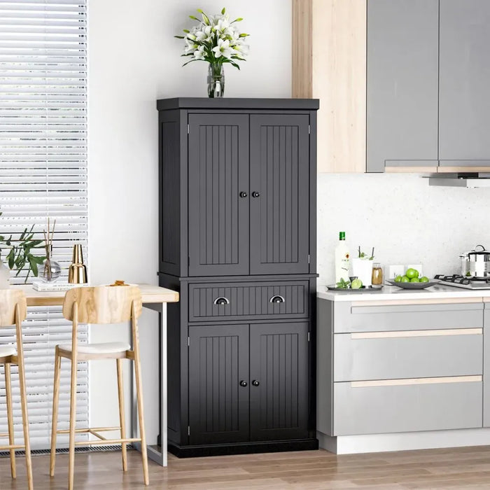 Space-Saving Freestanding Kitchen Storage Cabinet - Black